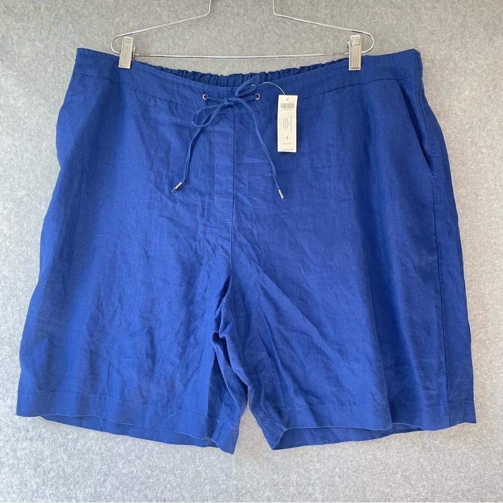 Chico's Royal Blue Linen Tie Waist Shorts XXL - Picture 2 of 13